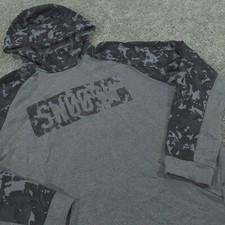 Nike Hoodie Mens Extra Large Camo Pull Over Sweater Black Gray Swoosh 811897-071