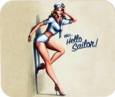 Retro Navy "Well Hello Sailor" Pinup Girl Computer / Laptop Mouse Pad