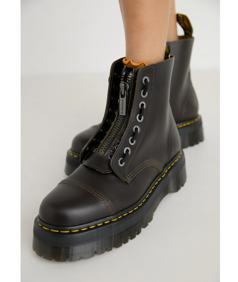 靴 Y's SMOOTH LEATHER PLATFORM ZIP UP BOOTS Maple Zip Women's Steel Toe Work Boots in Teak | Dr. Martens