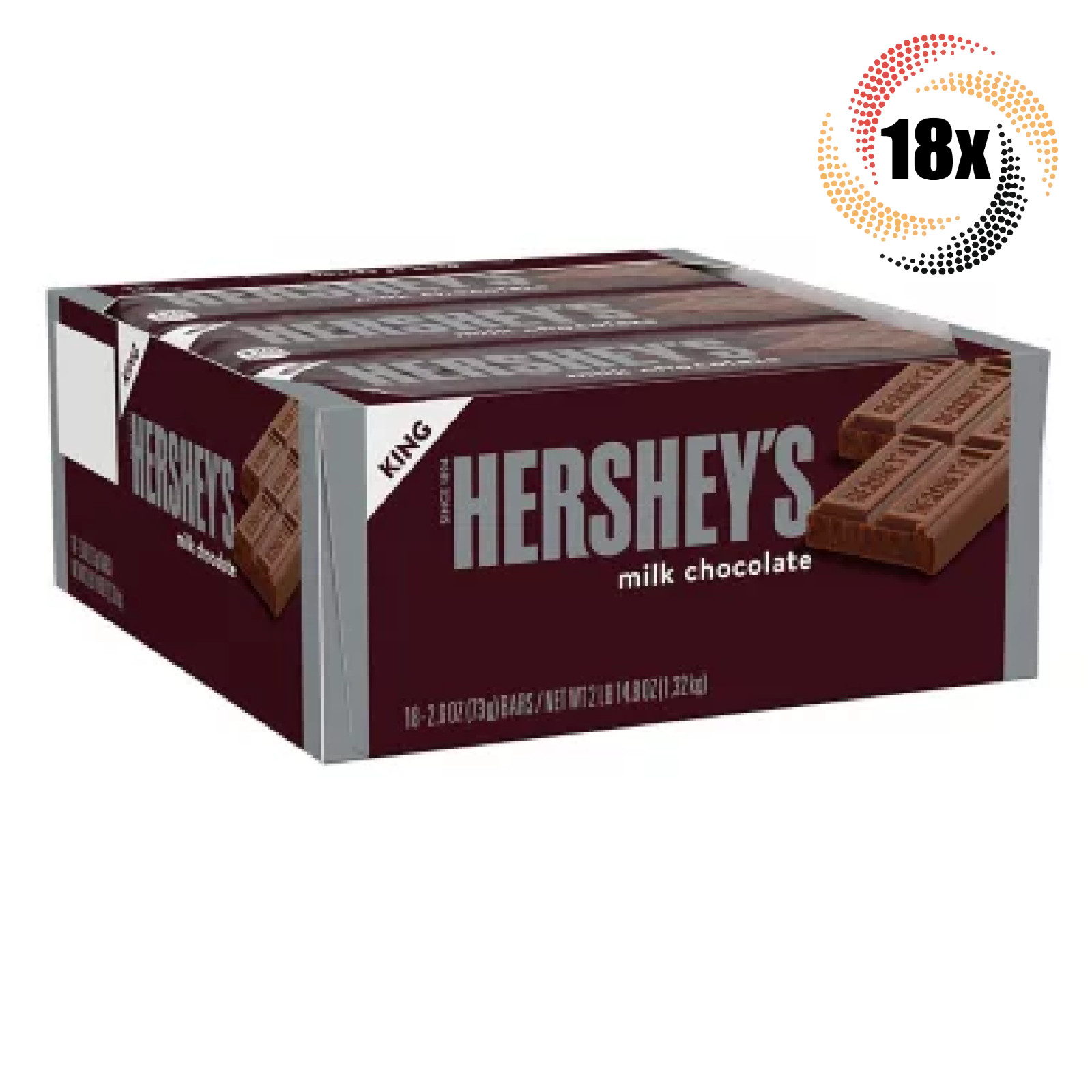 Полная коробка конфет King Size из 18 батончиков Hersheys со вкусом обычного молочного шоколада 26 унции 11490₽