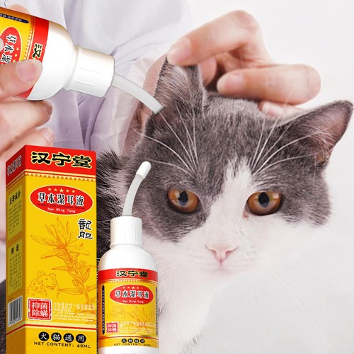 Pet Cat Dog Ear Drops Infections Control Yeast Itching Wax Ear Mites Cleaner NEW - Picture 5 of 10