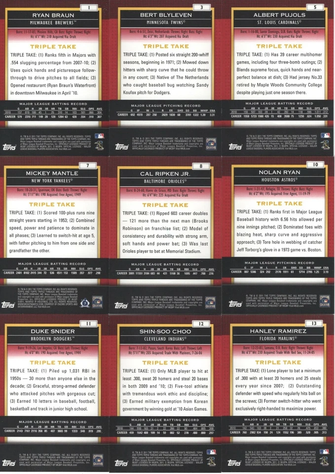 2011 Topps Triple Threads Singles #1--100 ***YOU PICK*** - Image 2 of 2