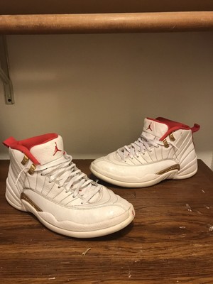 Men's Nike Air Jordan 12 XII Retro FIBA White University Red Size 9.5 130690-107 | eBay