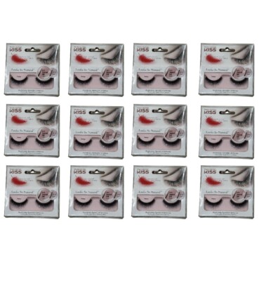 Lot Of 12 Kiss Looks So Natural False Eyelashes, Tapered End Lash - Pretty KFL03