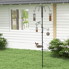 Bird Feeding Station Kit Wild Bird Feeder Pole w/ 6 Hooks 4 Hanging Feeders