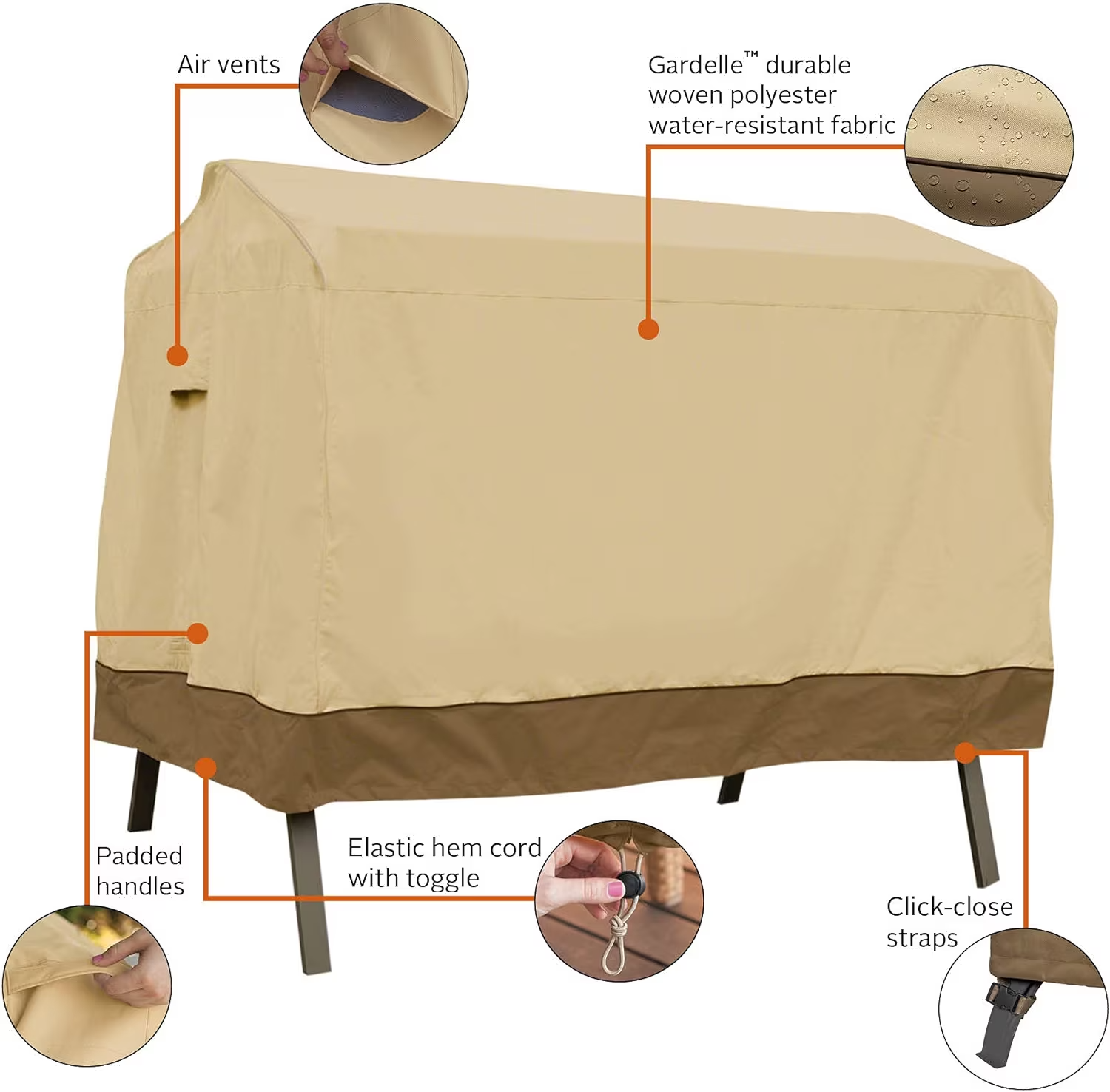 Classic Accessories 72962 Veranda 2-Seater Patio Canopy Swing Cover 78x60x72 NEW