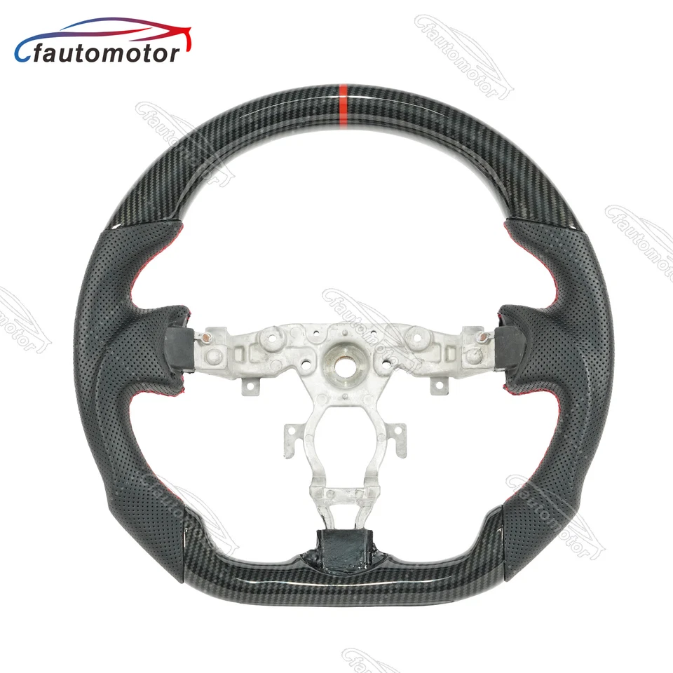 Hydro Dip Carbon Fiber Black Leather Steering Wheel For 2008-2021 Nissan 370z - Image 2 of 4