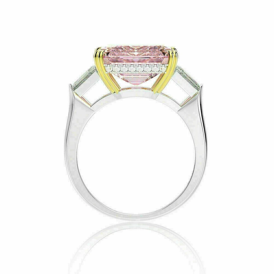 Anillo de compromiso de diamantes con zafiro natural de 5,50 quilates de oro blanco macizo de 14 quilates Foto 4 de 4