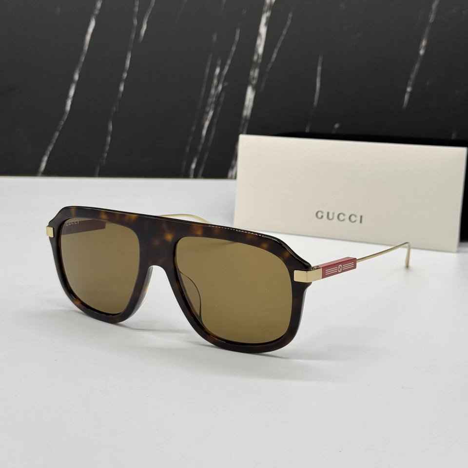 NUEVO GUCCI GG1309S 006 GUCCI MARRÓN DORADO ESCUDO GAFAS DE SOL GUCCI