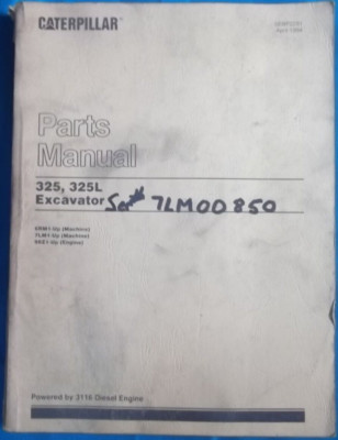 Cat Caterpillar 325 325l Excavator Parts Manual Book Sn 6rm 7lm Ebay 