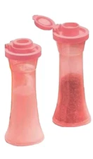TUPPERWARE SMALL HOURGLASS SALT & PEPPER SHAKERS MINI SHAKER SET 4” NEW