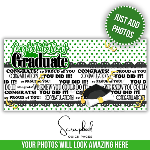 Green Graduation Scrapbook Pages PRINTED Premade Scrapbook Quick Pages 86 - Picture 8 of 8