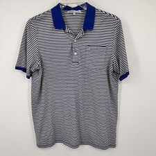 Criquet Short Sleeve Pocket Golf Polo Shirt Organic Cotton Mens M Blue Striped