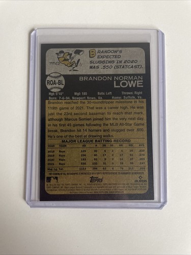 Brandon Lowe 2022 Topps Heritage High Number Real One tinta roja automática/73 - Imagen 2 de 2