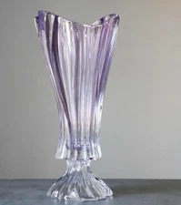 Crystal Glass Footed Vase16 "Centerpiece Flower Bud Purple Vase Bohemia Crystal 