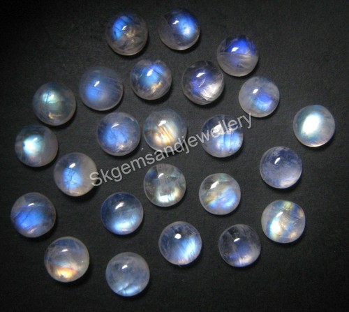 100 Pieces Lot 6X6 mm Round Natural Rainbow Moonstone Cabochon Loose Gemstone - Picture 3 of 4