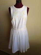 NWD Free People $128 Birds Of A Feather White/Ivory Embroidered Mini Dress*8 (M)