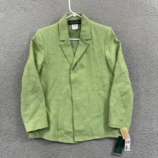 Harve Benard Blazer Womens 6 Green Linen Open Front Jacket Career Preppy NWT