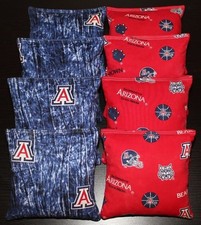 8 CORNHOLE BEAN BAGS made w ARIZONA WILDCATS fabric BAGGO TOSS GAME Top Quality