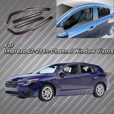 In-Channel Window Visor Rain Sun Shade Guard Deflectors Fit Subaru Impreza 17-25