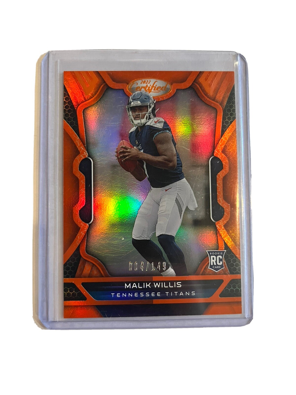 2022 Panini Certified Malik Willis Orange Mirror Rookie Card RC 4/149 Titans