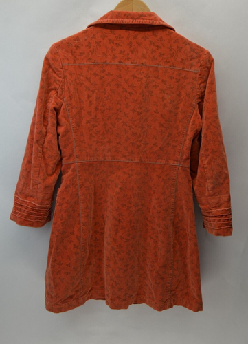 Burning Torch Boho Jacket Womens S Rust 3 Button Retro 70s Distressed Floral - Picture 10 of 15