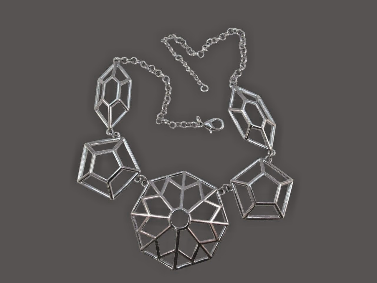 Geometric Abstract Openwork Design Silver Tone St… - image 6