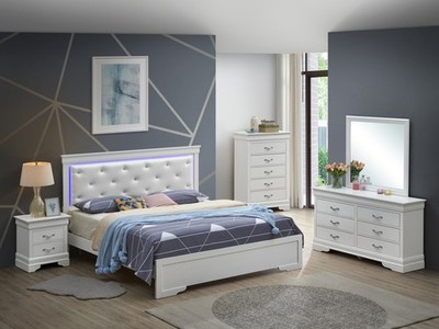 Elegant Silver Champagne Queen Bed