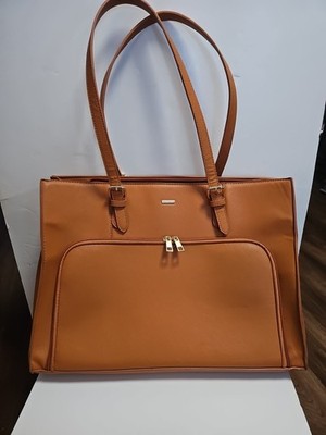 LoveVook Brown Faux Leather Laptop Bag, Purse Style With Cross Body Strap...
