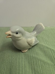Vintage Porcelain Baby Bluebird Soft Blue Gray Spring Birds Japan OMC