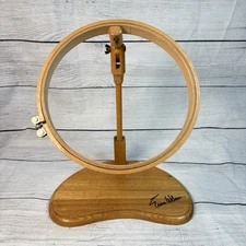 Erica Wilson 9" Adjustable Wooden Quilting Needlework Frame Standing Wood Hoop