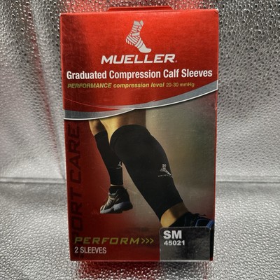 Mueller Graduated Compression Performance Calf Sleeves Black Size Small 45021