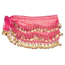 Belly Dance Hip Scarf 57  x 11  , Women's Belly Dance Skirt , Rose Red
