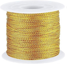 Gold String 1Mm Metallic Cord Jewelry Thread for Craft Jewelry Making 100M Threa