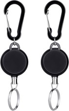 Retractable Keychain 2 Pack Heavy Duty Key Fob Badge Reel Holder with Multitool