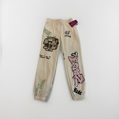 Bratz Dolls Graphic Sweatpants Jogger Size Med 2001 Graffitti Y2K Comfy Cream