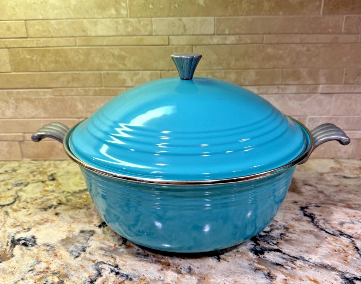 Fiesta 12" Enamel Dutch Oven Pot With Lid Turquoise
