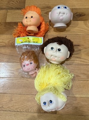 Lot of 5 Vintage Fibre-Craft +  Children Doll Heads Yarn Hair