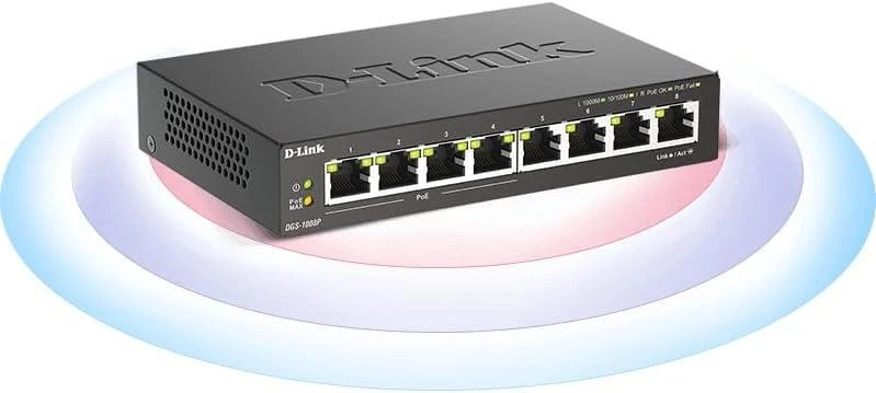 D-Link DGS-1008P 8-Port Gigabit Unmanaged Desktop PoE Switch 60W Power Fanless - Image 2 of 4