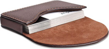 Cofee Leather Business Card Holder Case for Men or Women Pocket Business Card Wa