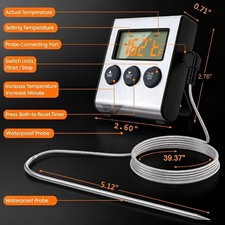 Digital Cooking Thermometer W/Timer Probe Kitchen Meat BBQ Temperature