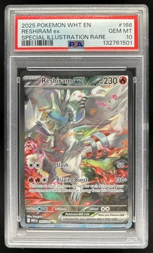 2025 Pokemon White Flare Reshiram ex Special Illustration Rare #166/086 PSA 10