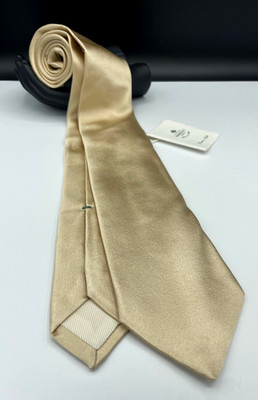 LUIGI BORRELLI Napoli Men's 100% Silk Tie ~ Champagne ~ Sateen ~ Made in Italy!
