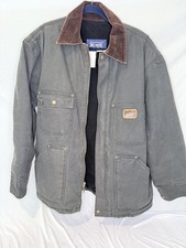 Vintage Big Smith Black Gray Cotton Canvas Barn Chore Men Farm Jacket Size LARGE