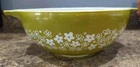Vintage Pyrex 444 Spring Blossom Crazy Daisy Cinderella Mixing Bowl 4 QT Green
