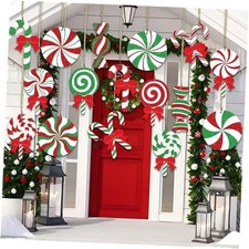 16 Pieces Christmas Candy Yard Hanging Ornaments Plastic Hanging Candy Cane
