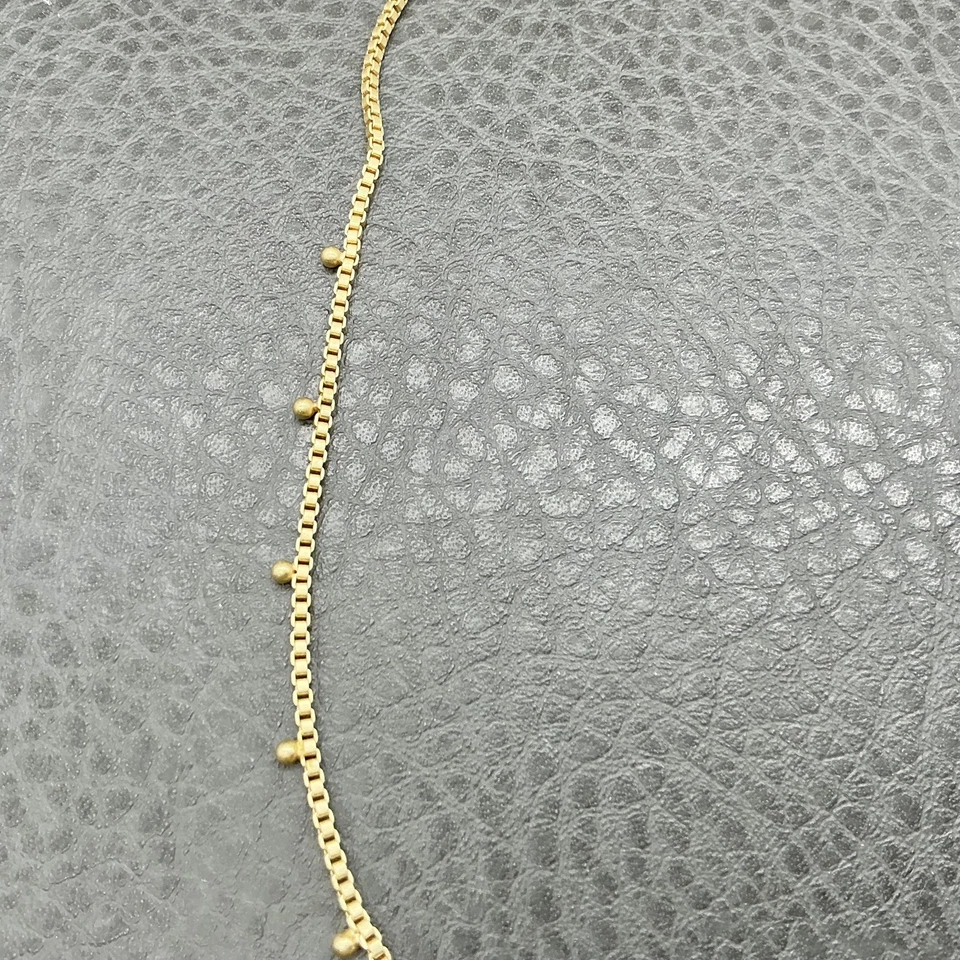 Madewell Necklace Gold Tone Beaded Station Box Chain Adjustable Lobster Clasp - Image 4 of 4