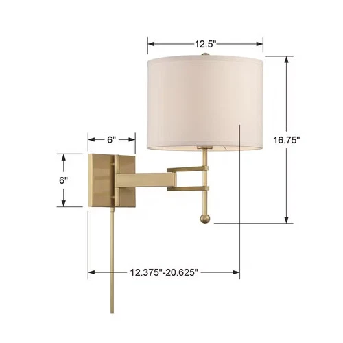 Crystorama Marshall Wall Lamp in Aged Brass - Picture 5 of 5