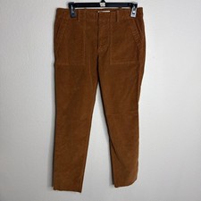 Nili Lotan Jenna Pants Size 4 Corduroy Copper Brown Zip Fly Raw Hem Zip Fly EUC