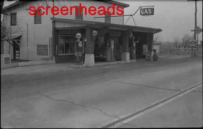 1940s Photo Negative SUNOCO GAS STATION Middletown Ohio BLUE BALL AREA VG